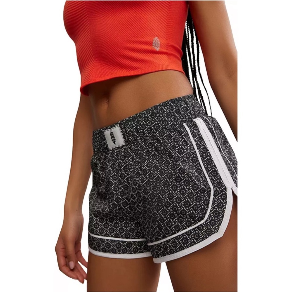 Free People Black & White Floral Athletic Shorts